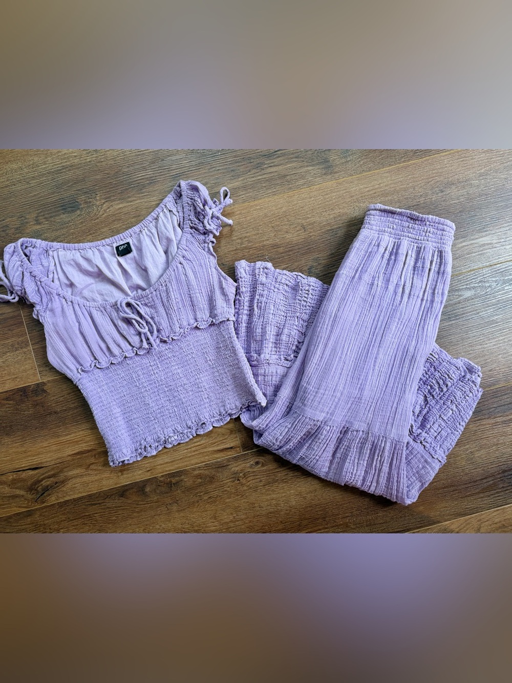 Purple Lilac 2 Piece Skirt Crop Top Set